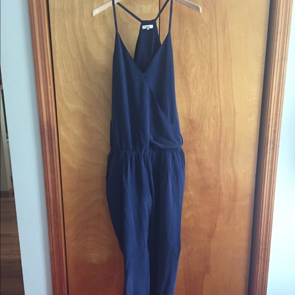 navy blue silk jumpsuit